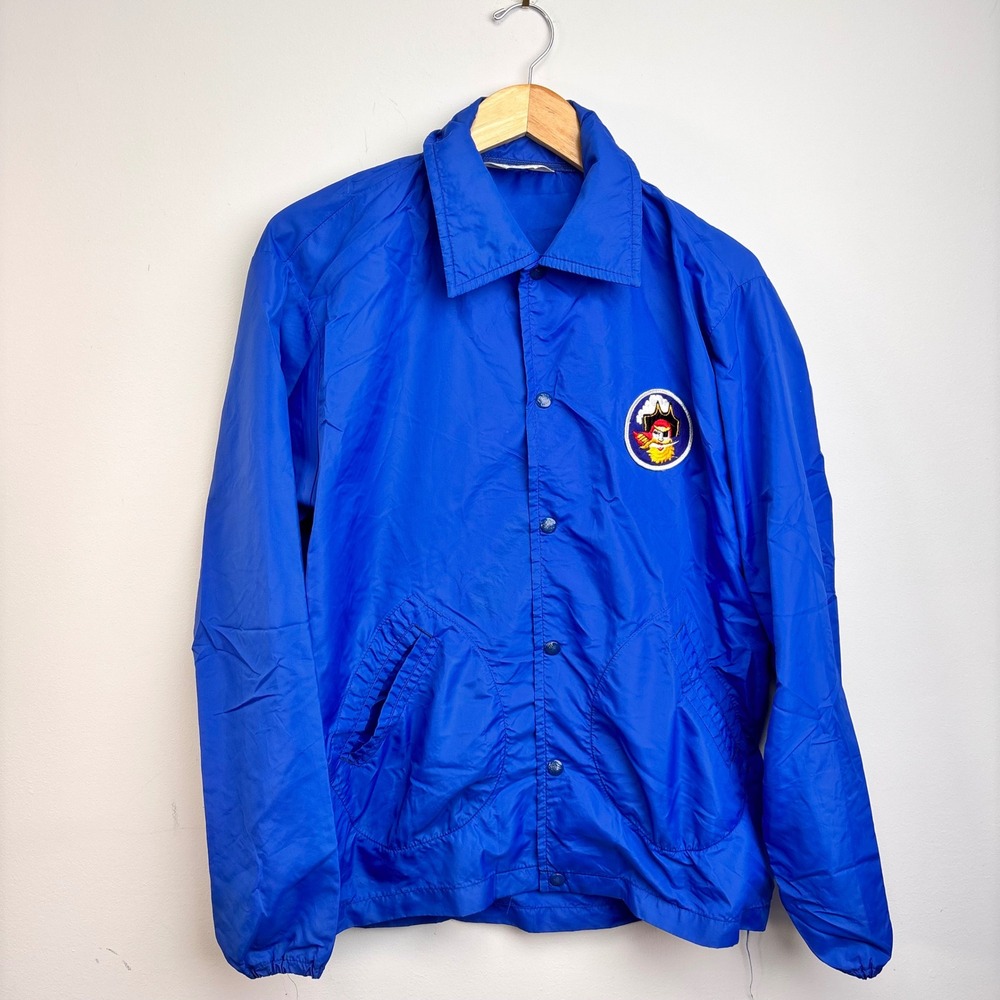 Vintage 70s Maple Athletic Sportswear Blue Nylon Coach Jacket Size M Fit like XL